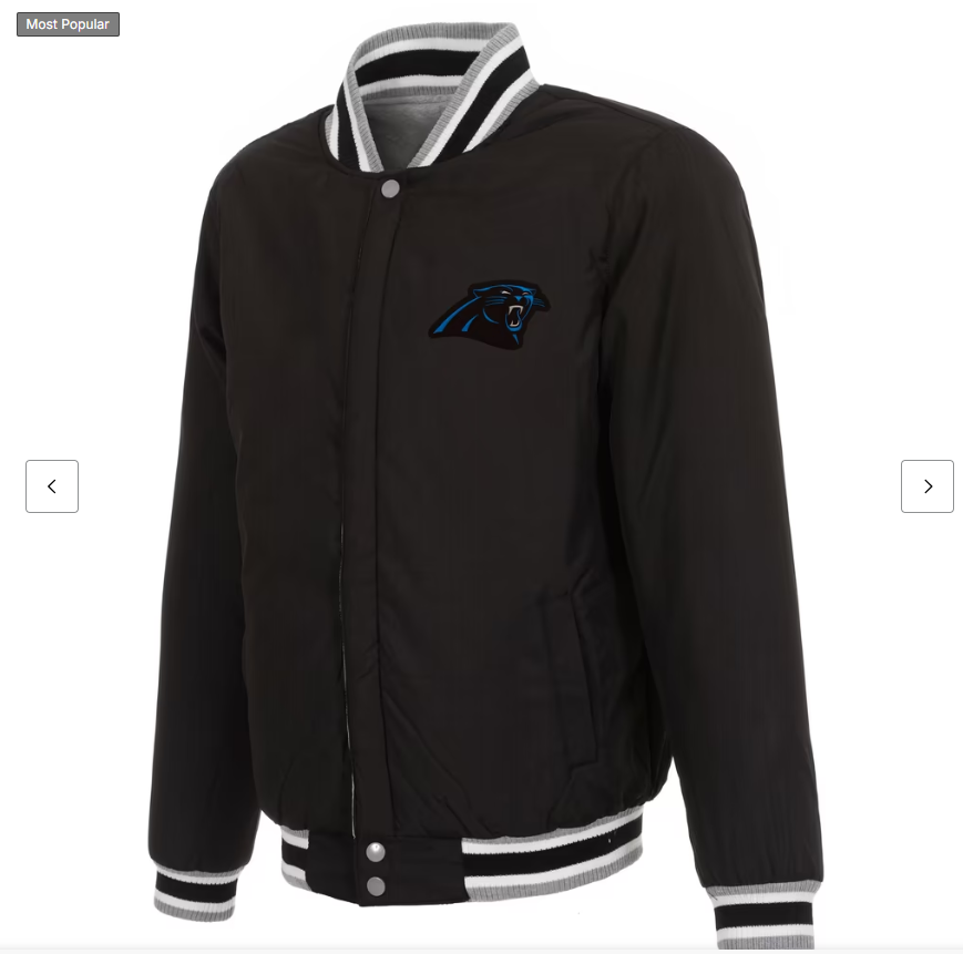 Men's JH Design Gray/Black Carolina Panthers Reversible Fleece Full-Snap Jacket