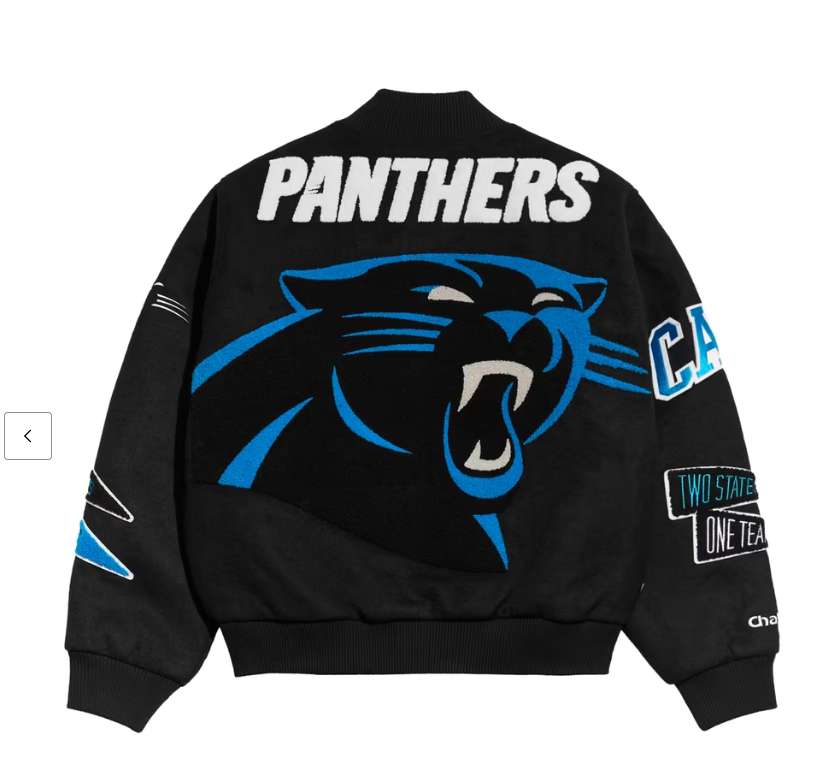 Men's Chalk Line Black Carolina Panthers Pennant Varsity Full-Snap Jacket