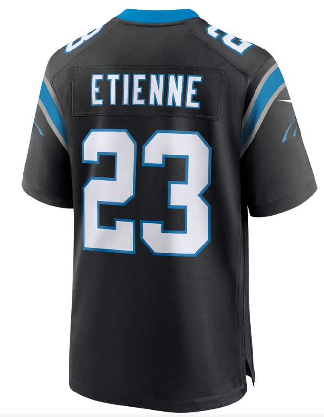 Men's Nike Trevor Etienne Black Carolina Panthers Team Game Jersey