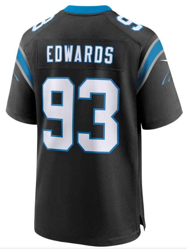 Men's Nike TeRah Edwards Black Carolina Panthers Team Game Jersey