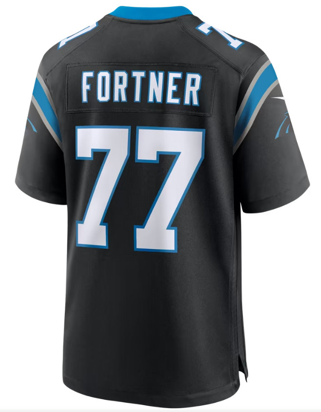 Men's Nike Luke Fortner Black Carolina Panthers Team Game Jersey