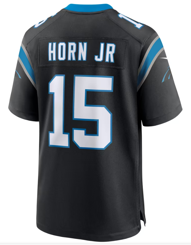 Men's Nike Jimmy Horn Jr Black Carolina Panthers Team Game Jersey