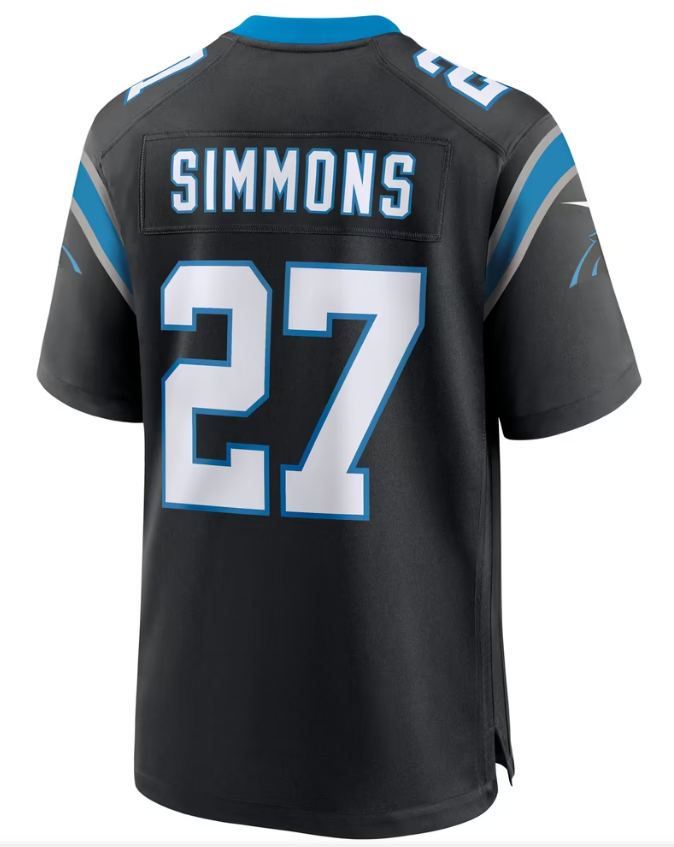 Men's Nike Isaiah Simmons Black Carolina Panthers Team Game Jersey