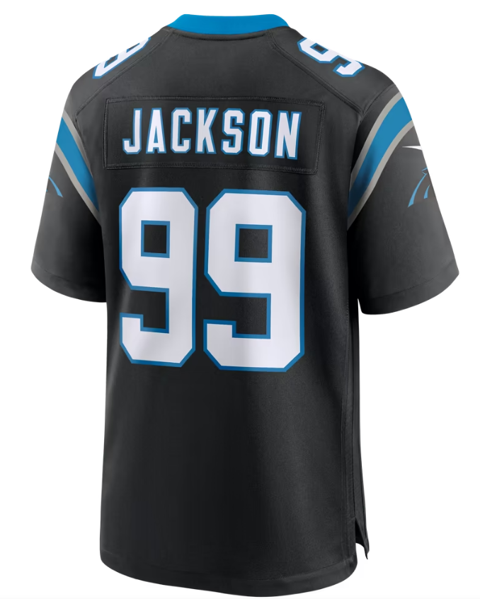 Men's Nike Cam Jackson Black Carolina Panthers Team Game Jersey
