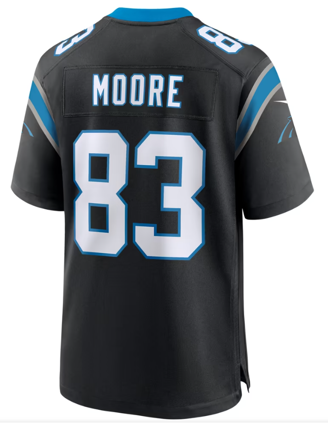 Men's Nike David Moore Black Carolina Panthers Game Jersey