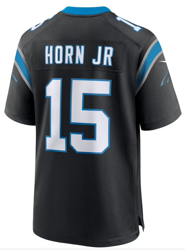 Men's Nike Jimmy Horn Jr Black Carolina Panthers Team Game Jersey