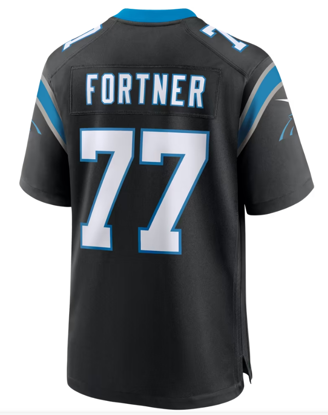 Men's Nike Luke Fortner Black Carolina Panthers Team Game Jersey