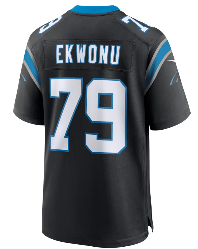 Men's Nike Ikem Ekwonu Black Carolina Panthers Game Jersey
