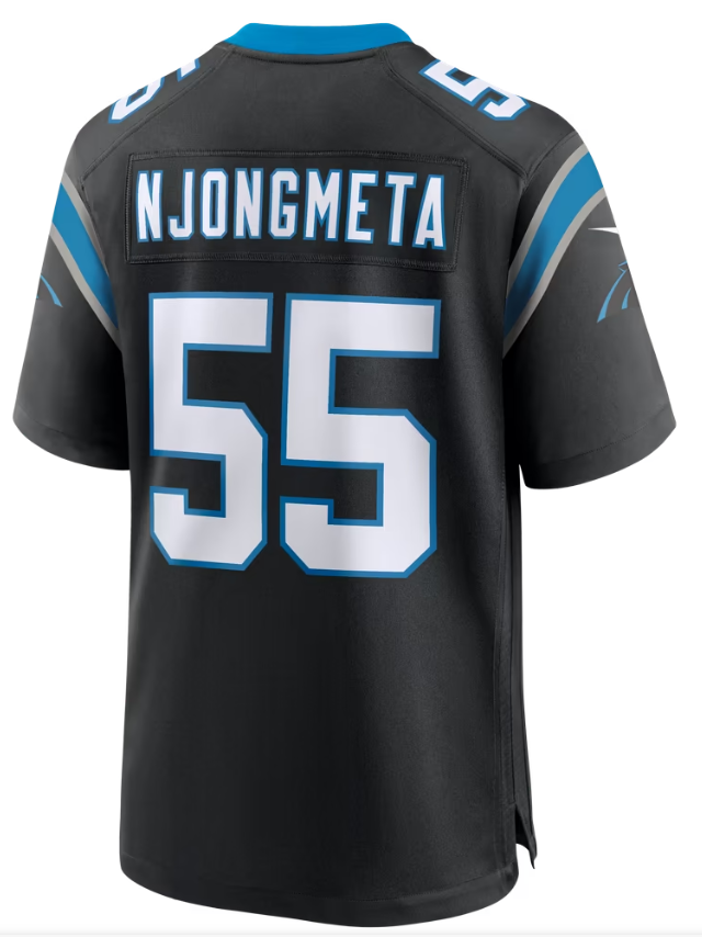 Men's Nike Maema Njongmeta Black Carolina Panthers Team Game Jersey