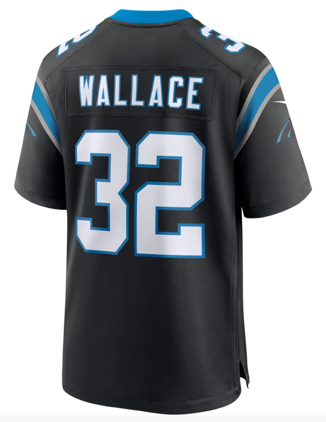 Men's Nike Trevin Wallace Black Carolina Panthers Team Game Jersey