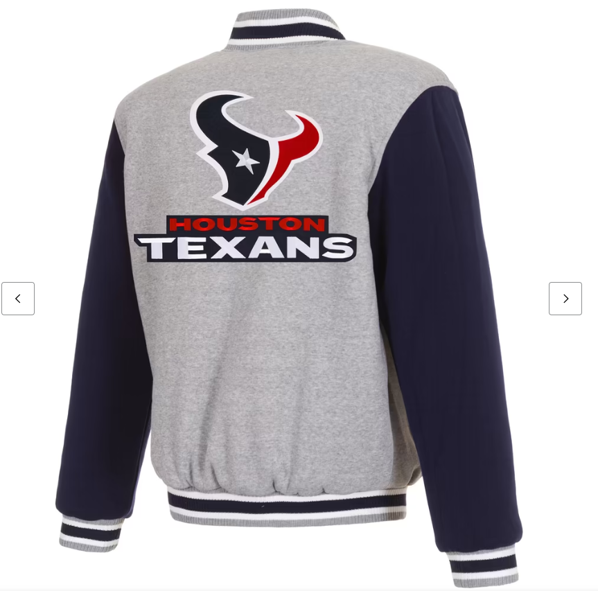 Men's JH Design Gray/Navy Houston Texans Reversible Fleece Full-Snap Jacket
