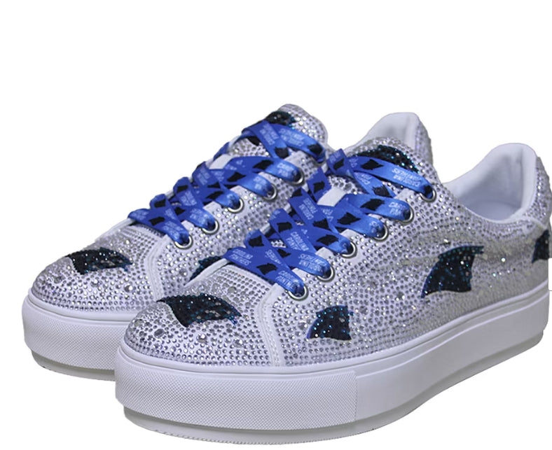 Women's FABGATING by Cuce White Carolina Panthers Crystal Team Logo Sneakers