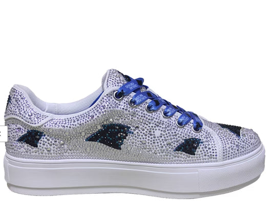 Women's FABGATING by Cuce White Carolina Panthers Crystal Team Logo Sneakers