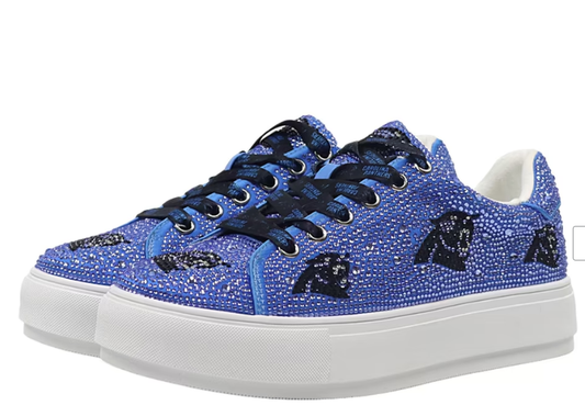 Women's FABGATING by Cuce Blue Carolina Panthers Crystal Team Logo Sneakers