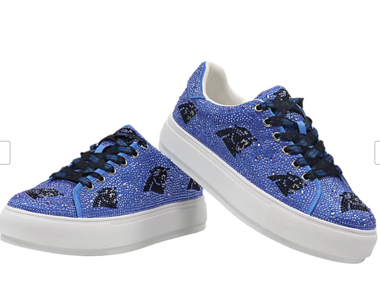 Women's FABGATING by Cuce Blue Carolina Panthers Crystal Team Logo Sneakers