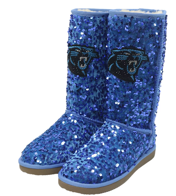 Women's FABGATING by Cuce Blue Carolina Panthers Tall Sequin Boots
