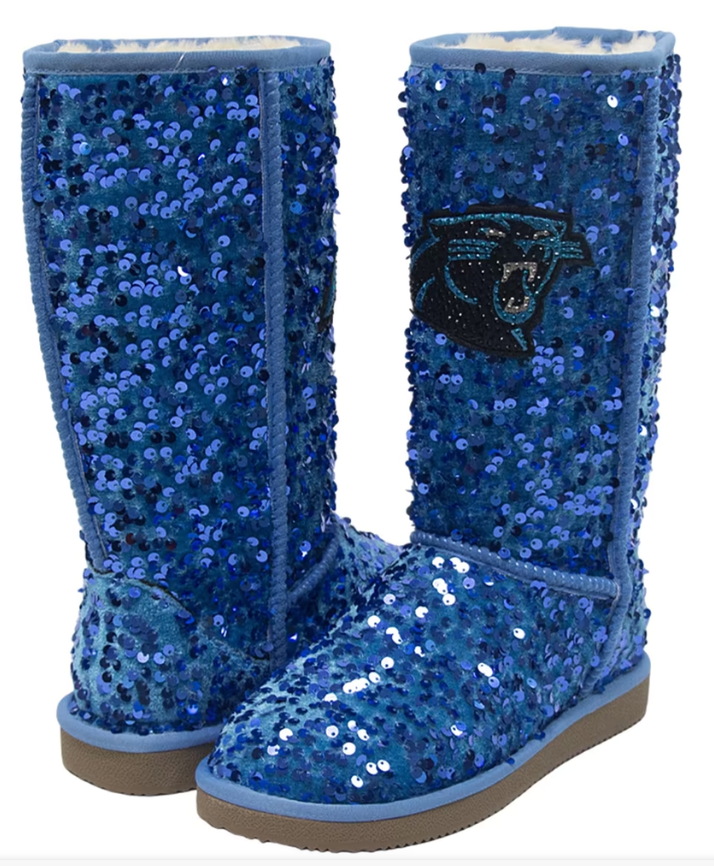 Women's FABGATING by Cuce Blue Carolina Panthers Tall Sequin Boots