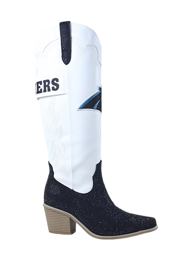 Women's FABGATING by Cuce White Carolina Panthers Crystal Cowboy Boots