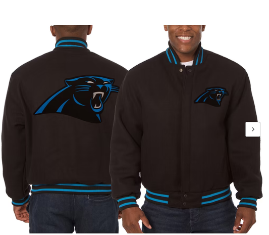 Men's JH Design Black Carolina Panthers Embroidered Wool Jacket