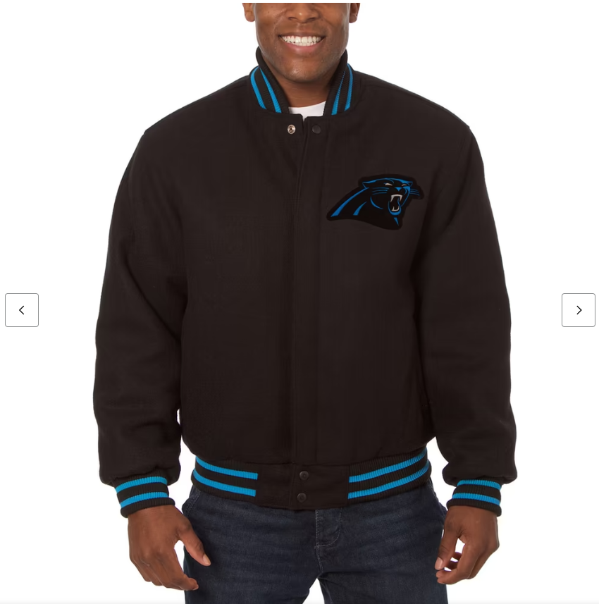 Men's JH Design Black Carolina Panthers Embroidered Wool Jacket