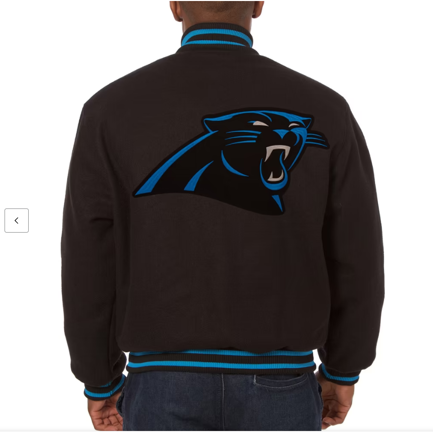 Men's JH Design Black Carolina Panthers Embroidered Wool Jacket