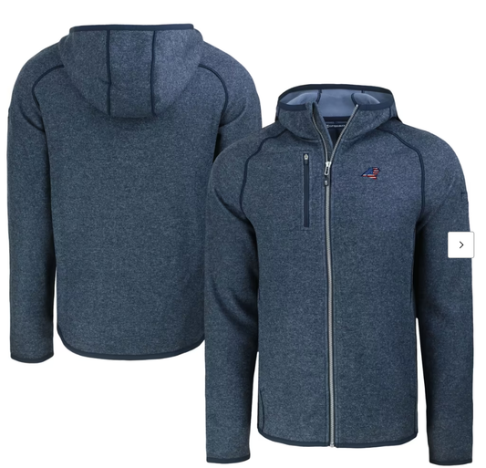 Men's Cutter & Buck Heather Navy Carolina Panthers Americana Mainsail Full-Zip Hooded Jacket