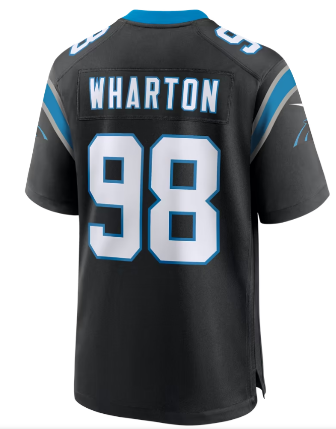 Men's Nike Tershawn Wharton Black Carolina Panthers Team Game Jersey
