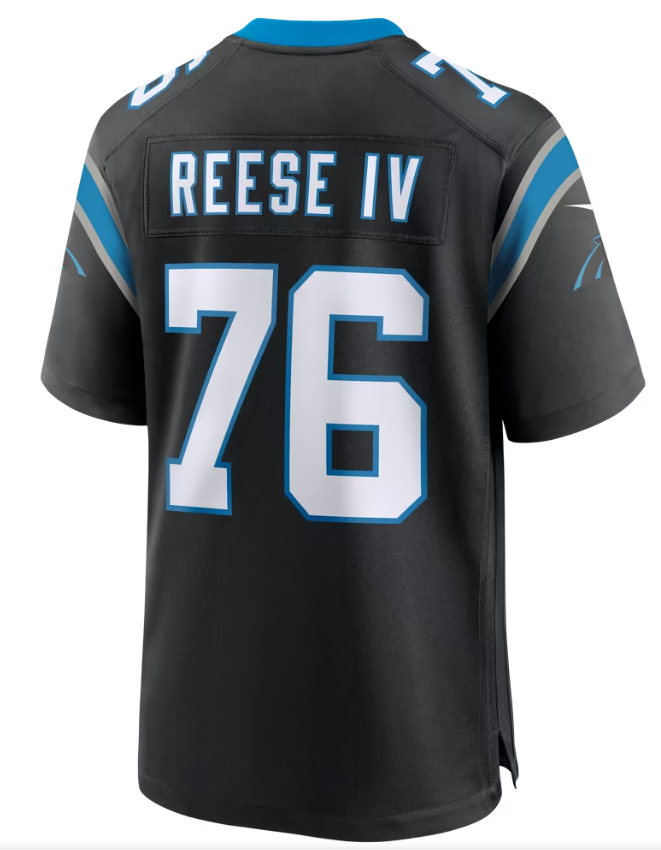 Men's Nike Albert Reese IV Black Carolina Panthers Team Game Jersey