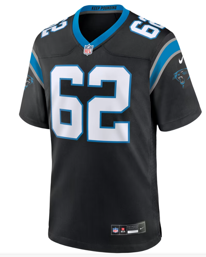 Men's Nike Chandler Zavala Black Carolina Panthers Game Jersey