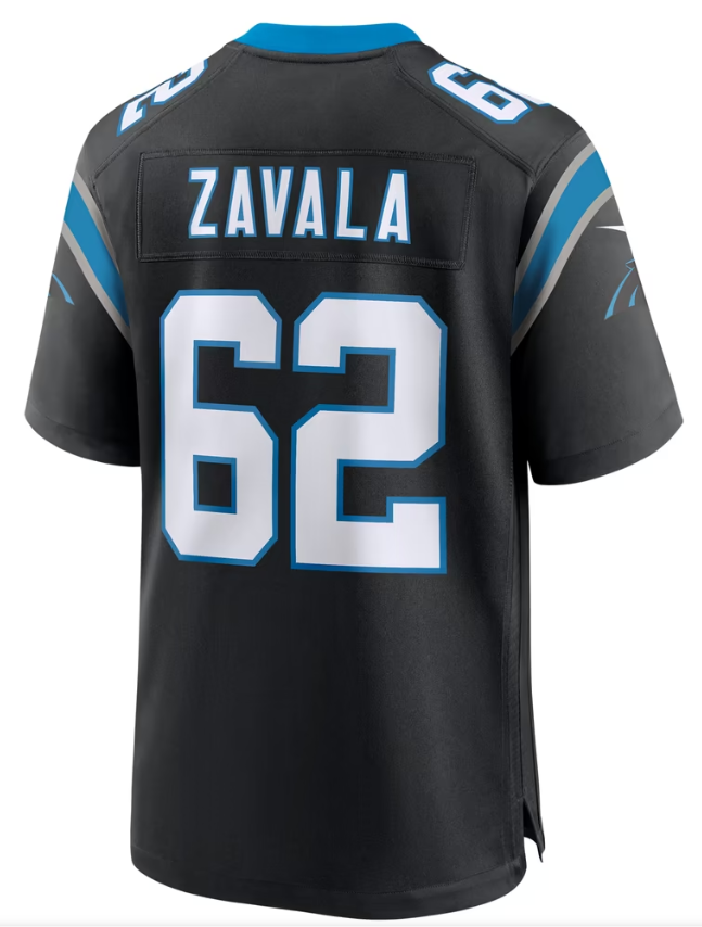Men's Nike Chandler Zavala Black Carolina Panthers Game Jersey
