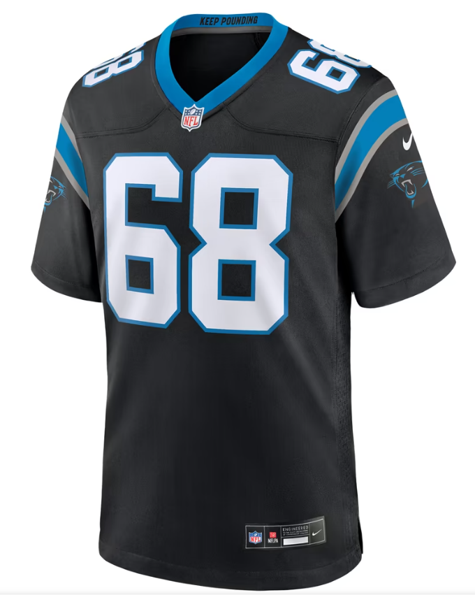 Men's Nike Damien Lewis Black Carolina Panthers Game Jersey