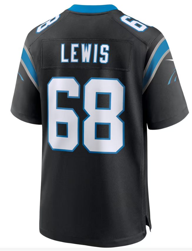 Men's Nike Damien Lewis Black Carolina Panthers Game Jersey