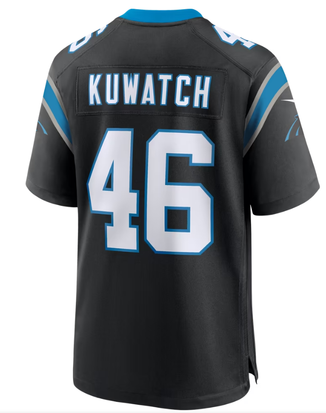 Men's Nike Jackson Kuwatch Black Carolina Panthers Team Game Jersey