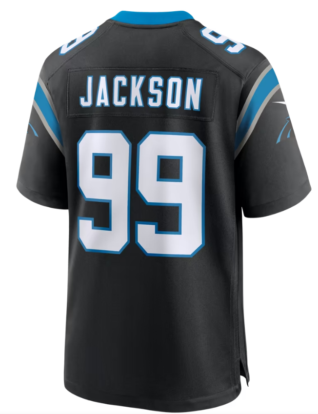 Men's Nike Cam Jackson Black Carolina Panthers Team Game Jersey