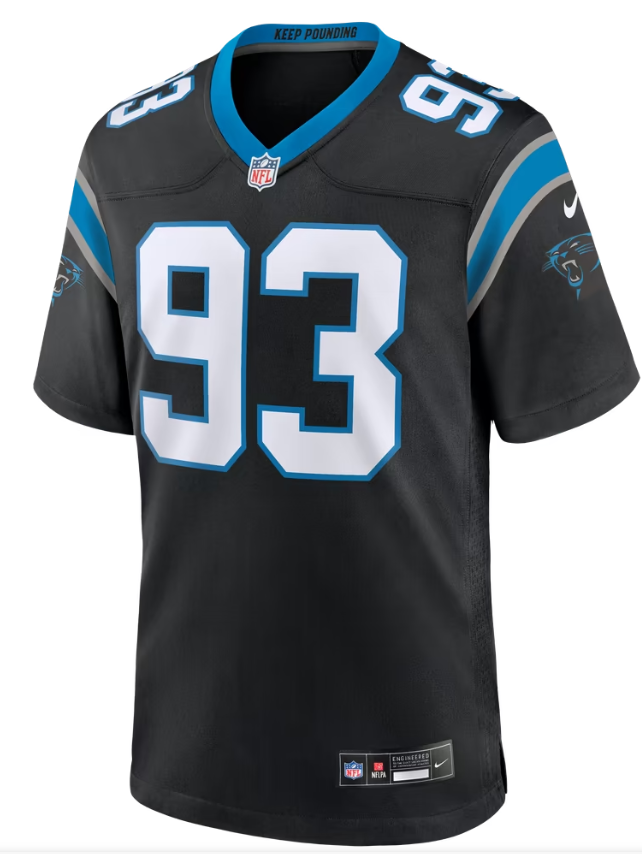 Men's Nike TeRah Edwards Black Carolina Panthers Team Game Jersey