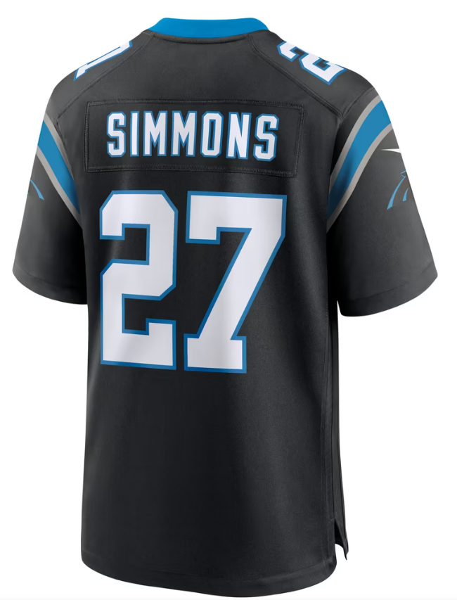 Men's Nike Isaiah Simmons Black Carolina Panthers Team Game Jersey