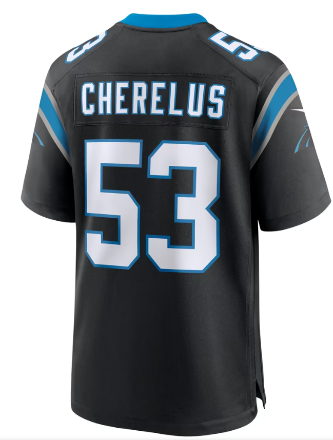 Men's Nike Claudin Cherelus Black Carolina Panthers Team Game Jersey