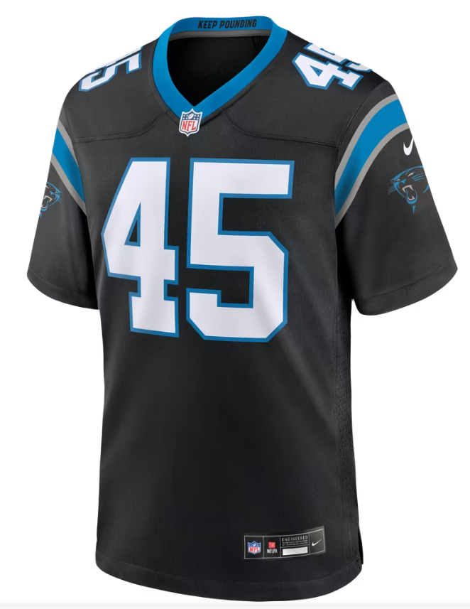 Men's Nike Maema Njongmeta Black Carolina Panthers Game Jersey