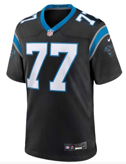 Men's Nike Luke Fortner Black Carolina Panthers Team Game Jersey
