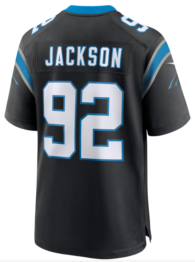 Men's Nike Cam Jackson Black Carolina Panthers Team Game Jersey