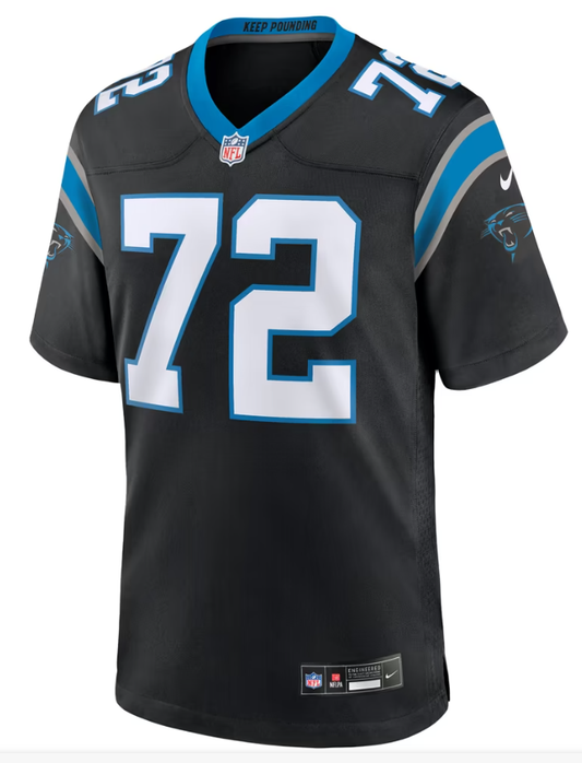 Men's Nike Taylor Moton Black Carolina Panthers Team Game Jersey
