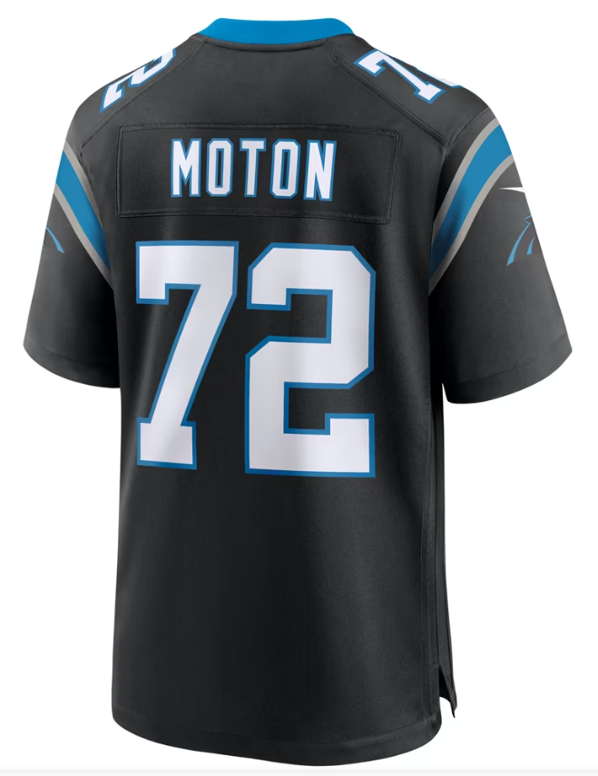 Men's Nike Taylor Moton Black Carolina Panthers Team Game Jersey