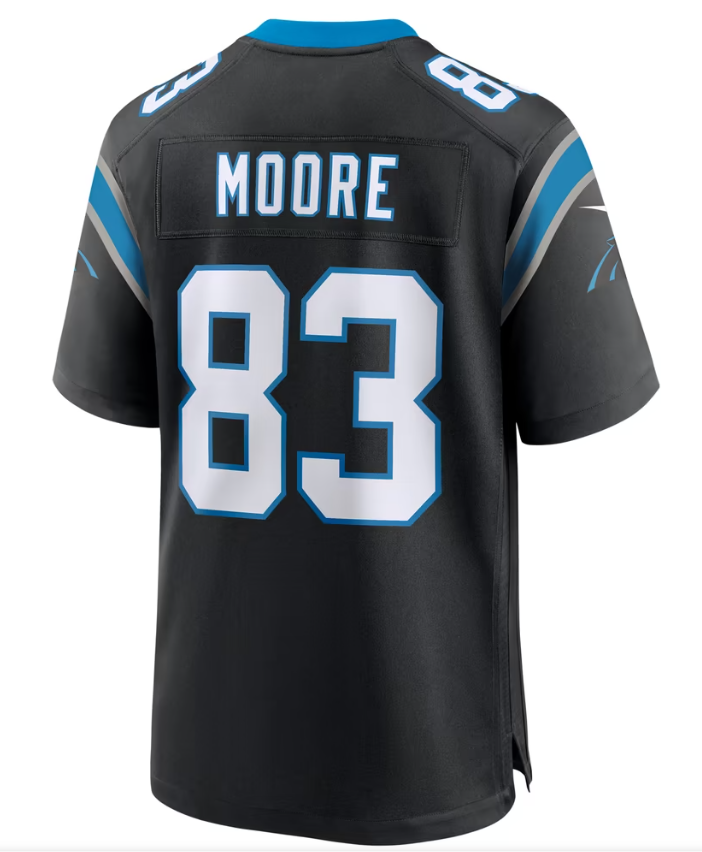 Men's Nike David Moore Black Carolina Panthers Game Jersey