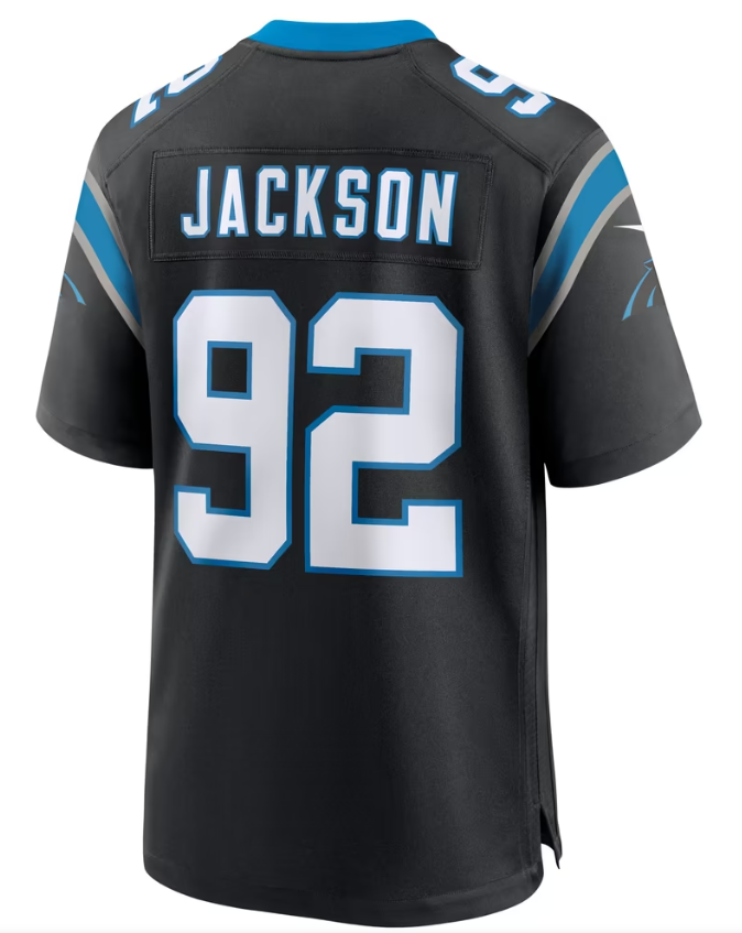 Men's Nike Cam Jackson Black Carolina Panthers Team Game Jersey