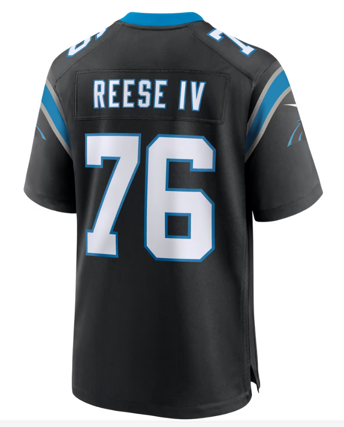 Men's Nike Albert Reese IV Black Carolina Panthers Team Game Jersey