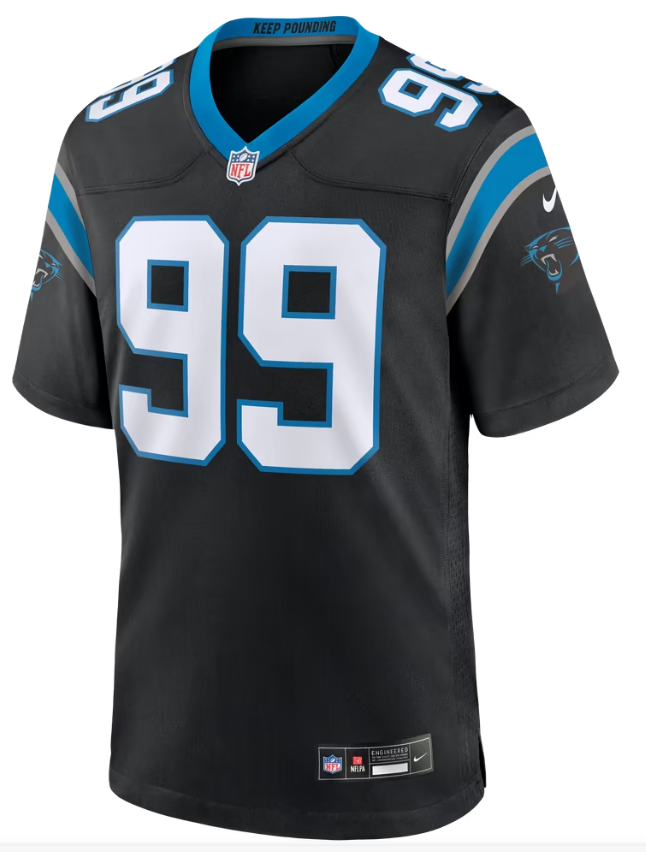Men's Nike Cam Jackson Black Carolina Panthers Team Game Jersey
