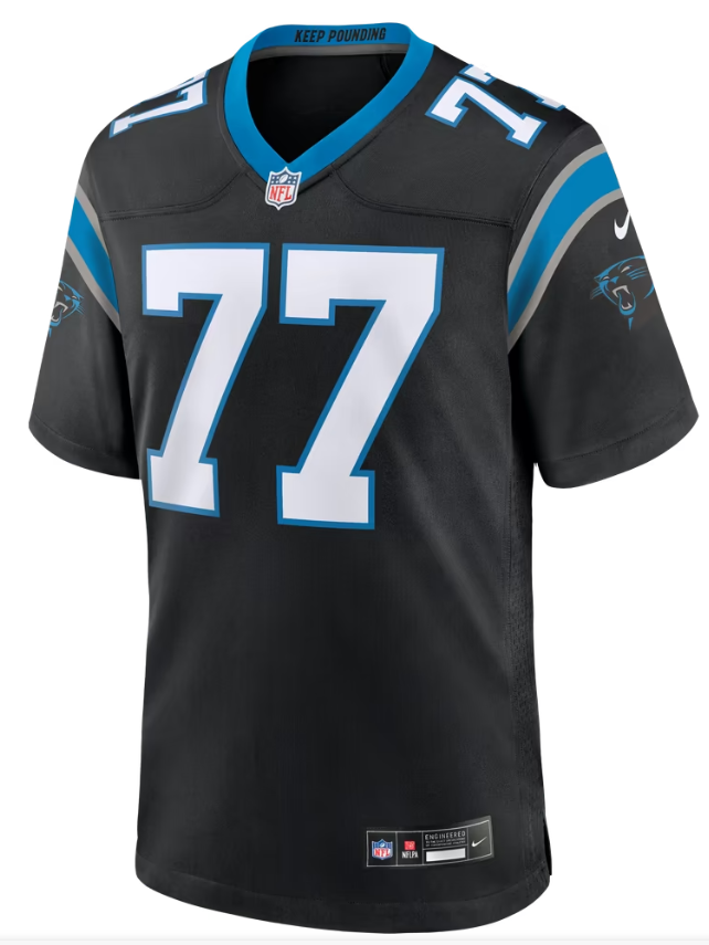 Men's Nike Luke Fortner Black Carolina Panthers Team Game Jersey
