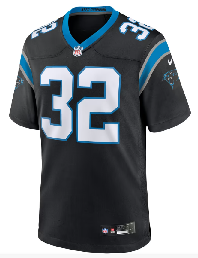 Men's Nike Trevin Wallace Black Carolina Panthers Team Game Jersey
