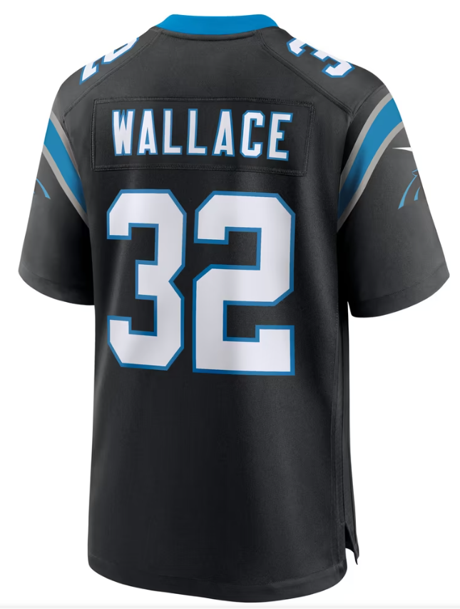 Men's Nike Trevin Wallace Black Carolina Panthers Team Game Jersey