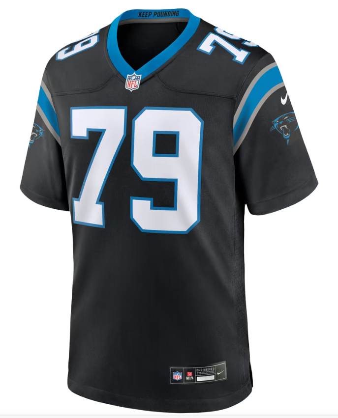 Men's Nike Ikem Ekwonu Black Carolina Panthers Game Jersey